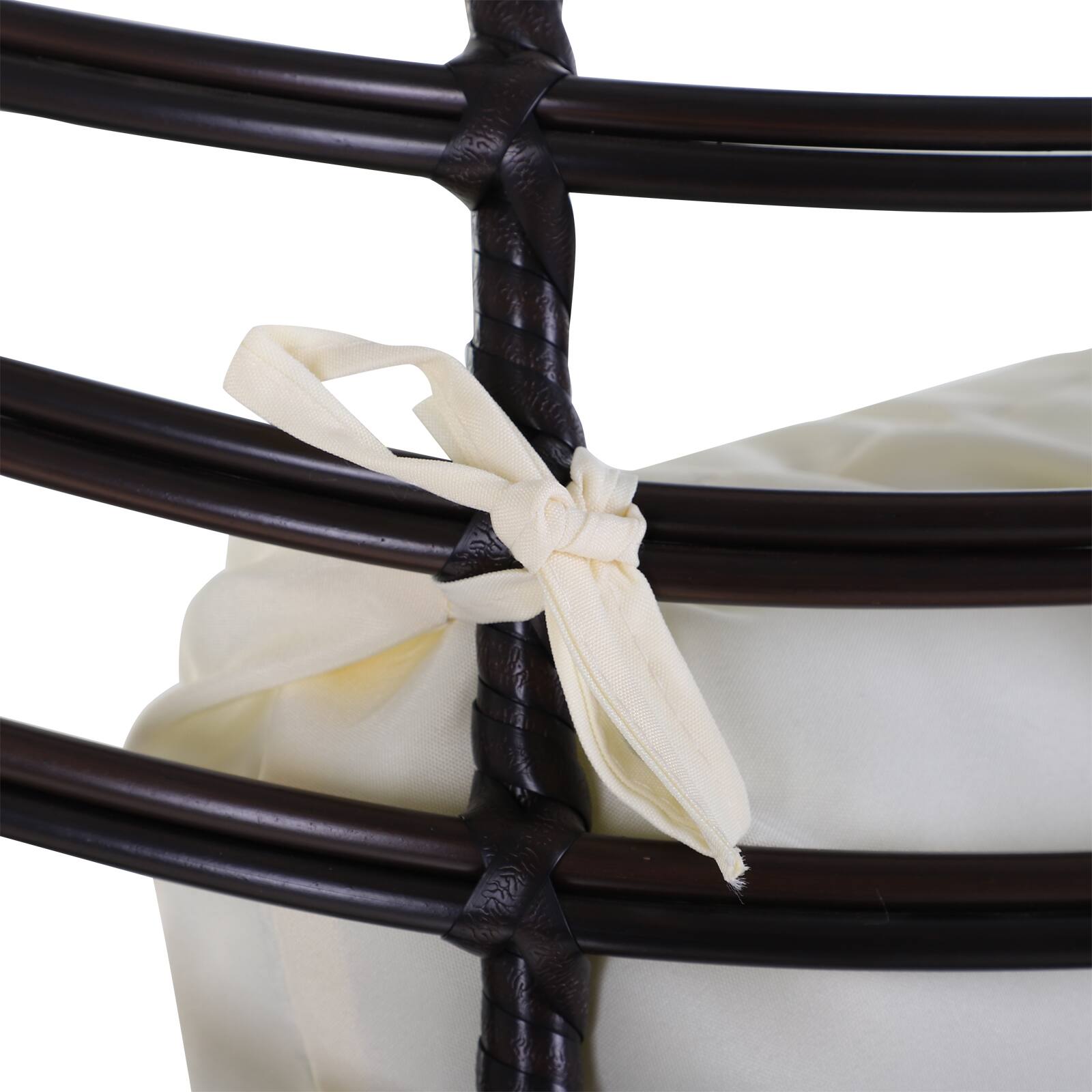 Alt View 8. Outsunny - Patio Wicker Egg Chair w/ Soft Cushion, Teardrop Cuddle Seat, Outdoor / Indoor Patio Chair, PE Plastic Rattan Furniture - Beige.