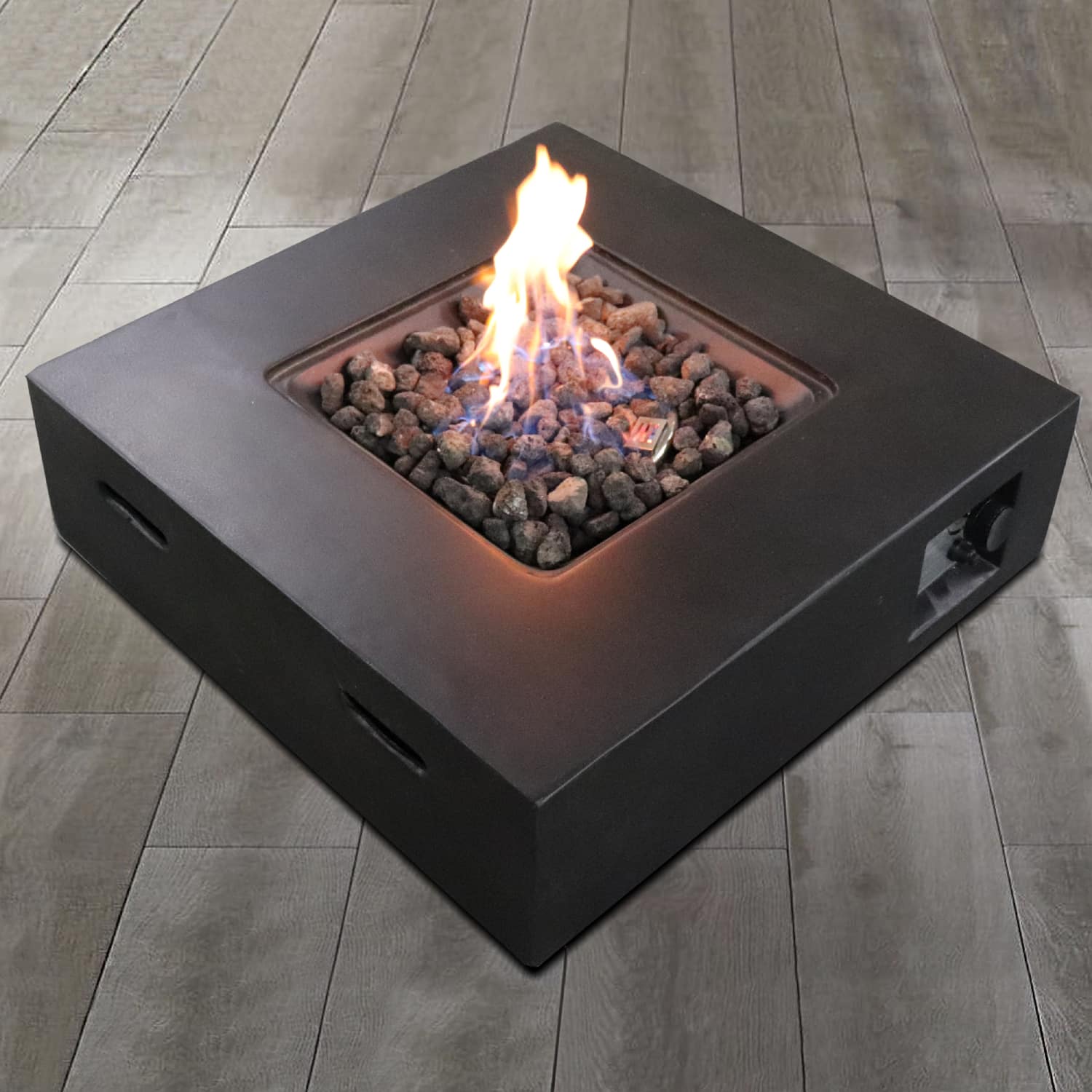 Mondawe - Fiber Reinforced Concrete Propane/Natural Gas Fire Pit table - Charcoal