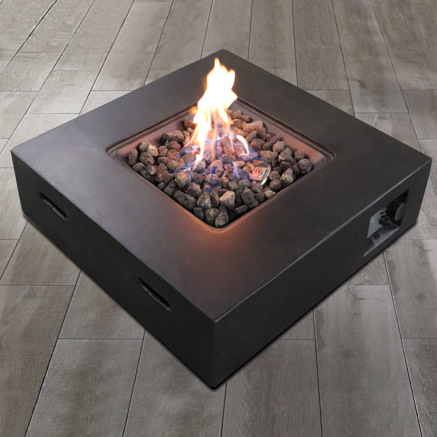Front. Mondawe - Fiber Reinforced Concrete Propane/Natural Gas Fire Pit table - Charcoal.