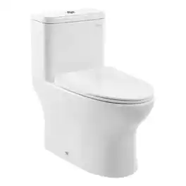 VEVOR - One-Piece Toilet, Elongated Toilet Vortex Dual-Flush 1.0/1.28 GPF, Toilets for Bathroom with Comfortable Chair Seat - Bright white + silver