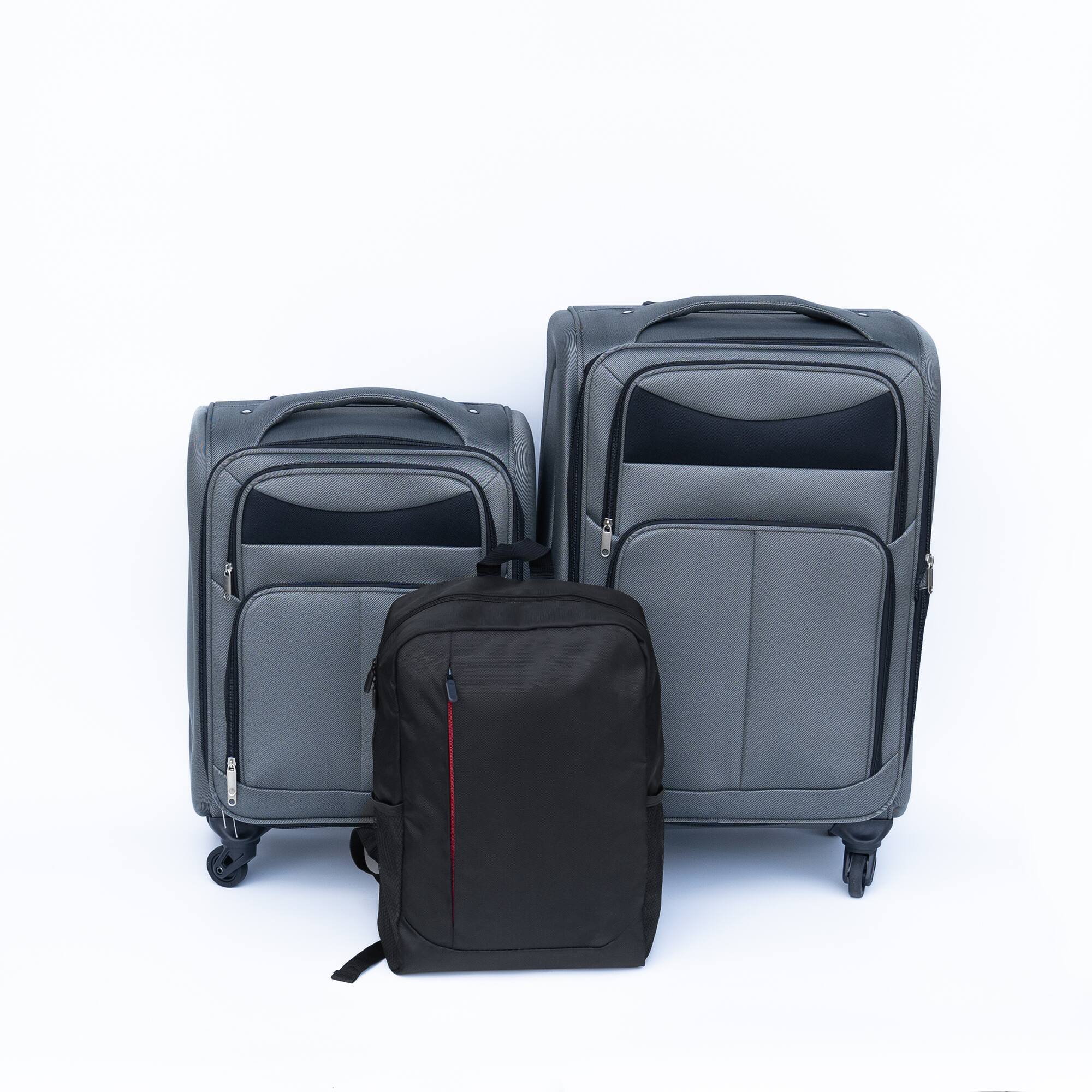 Front. APRILSOUL - 20 and 24 Inch 2-piece suitcase set Oxford trolley case without password lock universal wheel Oxford cloth backpack GRAY - Gray.