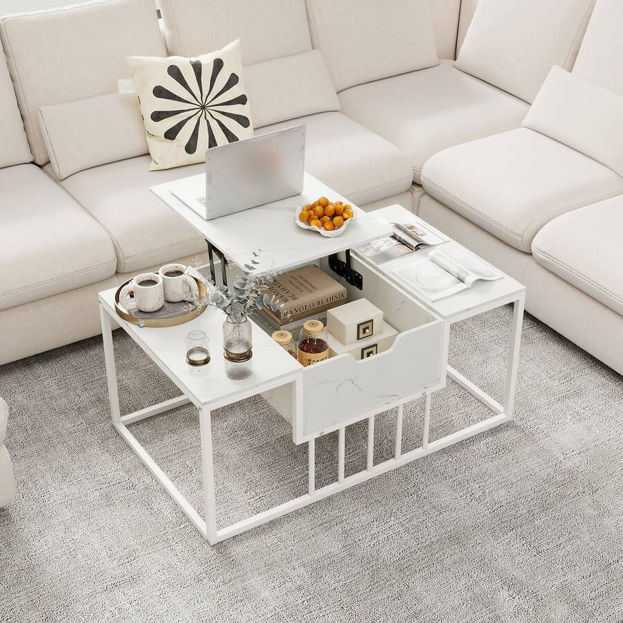 Cover Table Ramp Gymax Lift Top Coffee Table w/ Hidden Storage & Heavy Duty Metal Frame ...