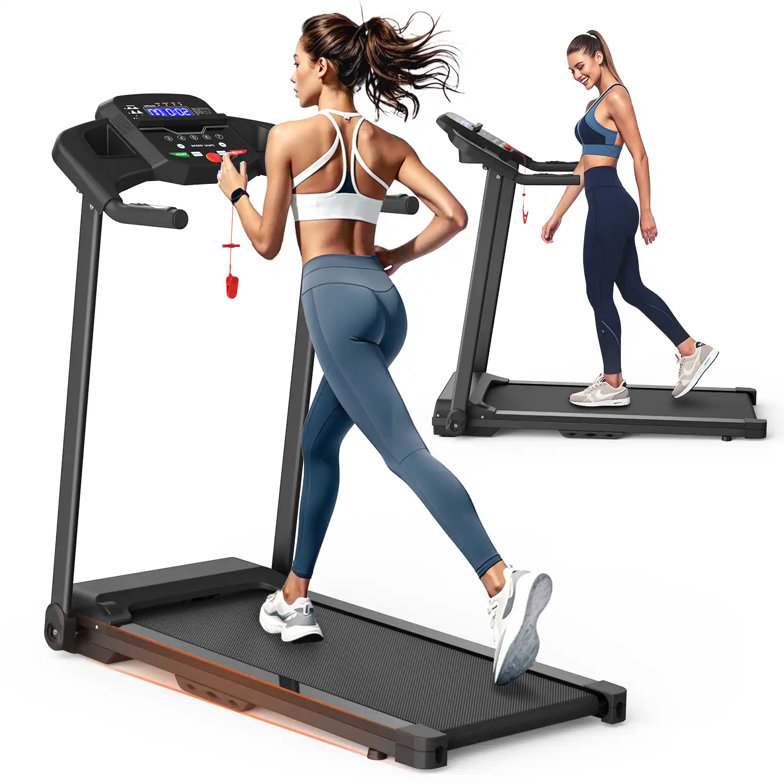 Front. Tiramisubest - 2.5HP Foldable Electric Treadmill for Home Gym with 265 LBS Capacity - Black.