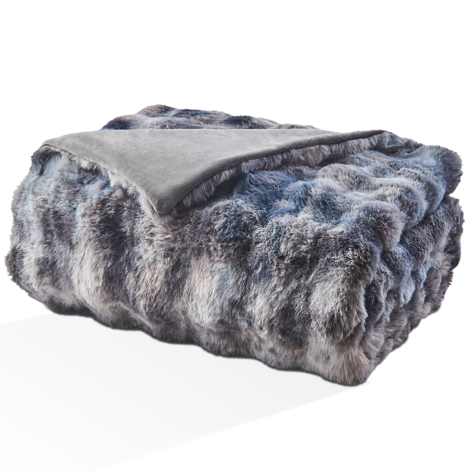Alt View 7. ThinkLink Electronic - Faux Blanket Size Tie-dye Dark Gray - Big Bubble Rabbit Cozy For Couch  Thick Furry Plush Shaggy Blankets 60x80 Inches - Fur Dye Taupe King.