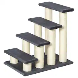 Pawhut - Cat Tree with 4 Steps for High Beds w/ Sisal Scratching - Gray
