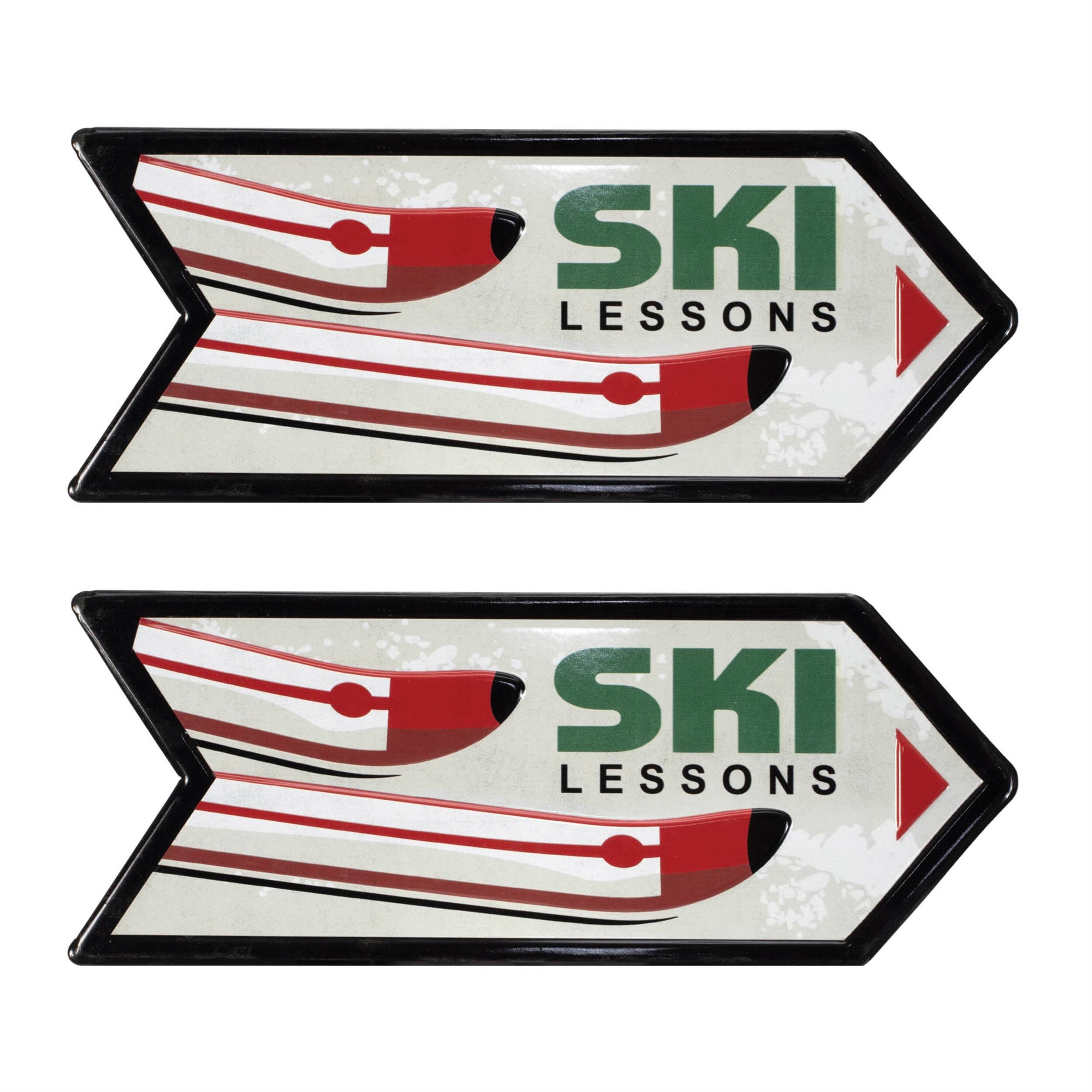 BreeBe Metal Ski Lessons Sign (Set of 2) White, Red, Green 94356DS ...