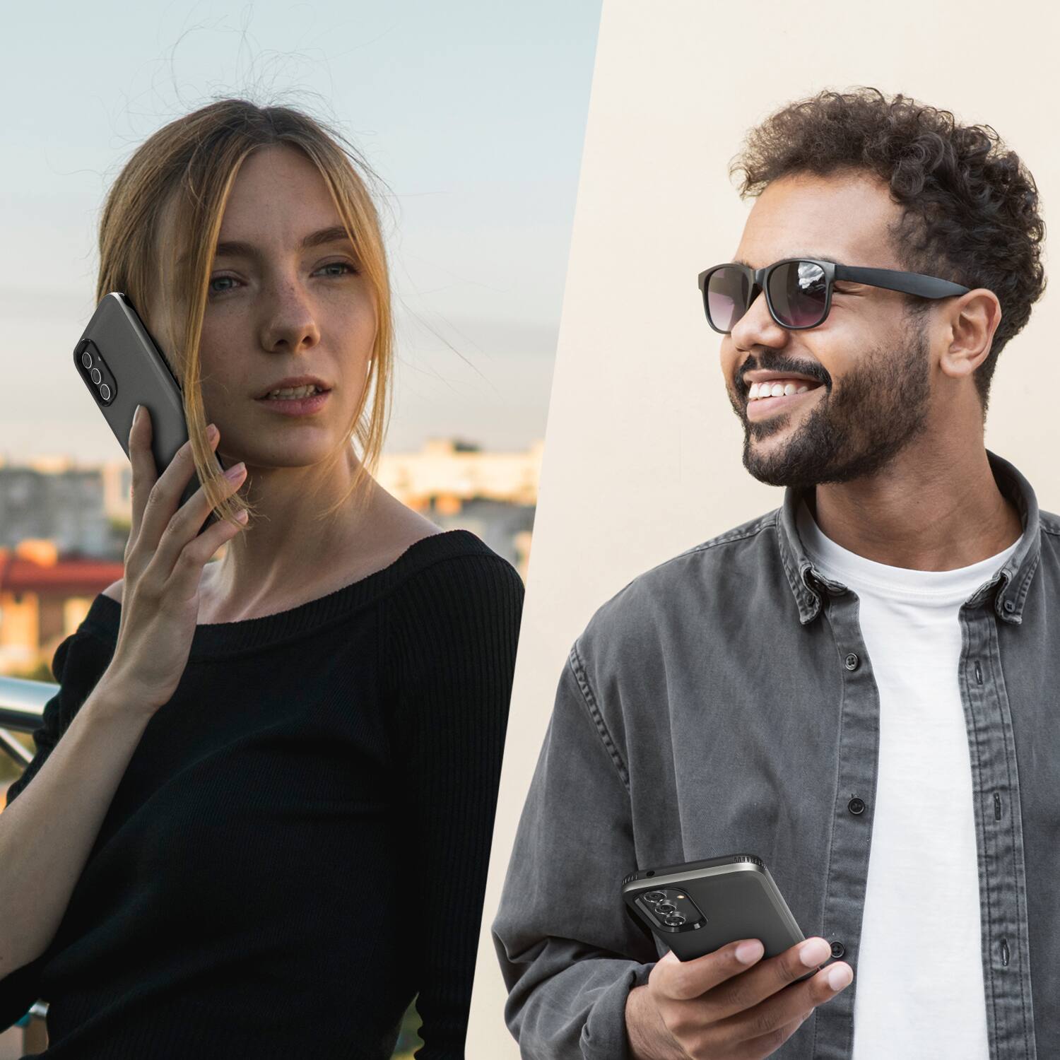 Angle. Vena - OutCross for Samsung Galaxy A54 Case with Military Grade Dual Layer Drop Protection - Graphite Gray - Multicolored.