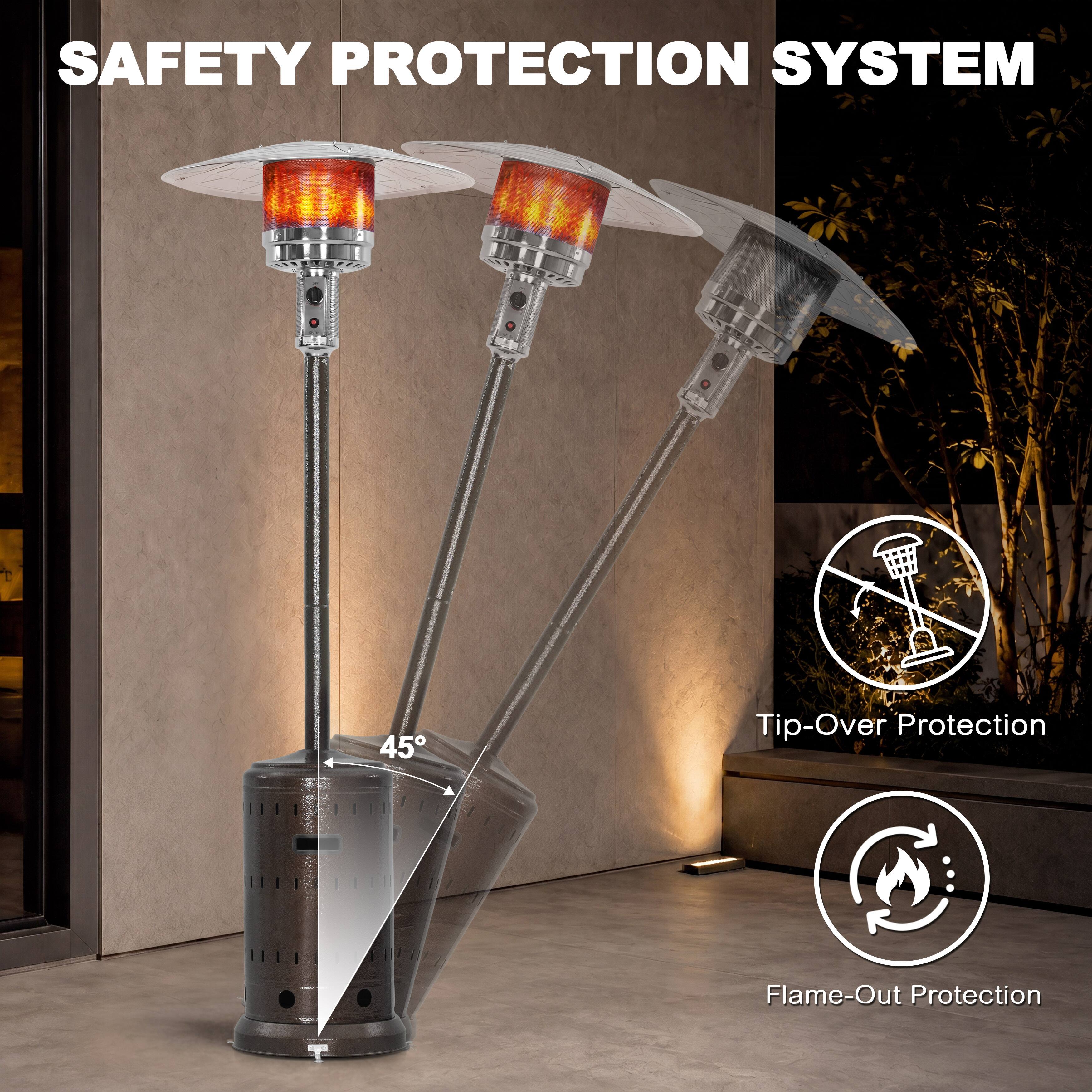 SAFETY PROTECTION SYSTEM

45°

Tip-Over Protection

Flame-Out Protection