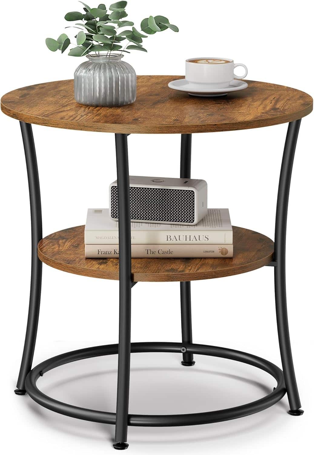 Songmics Home - VASAGLE Round Side Table with 2 Storage Shelves, Rustic and Ink Black - Brown price history on PriceWatchPro