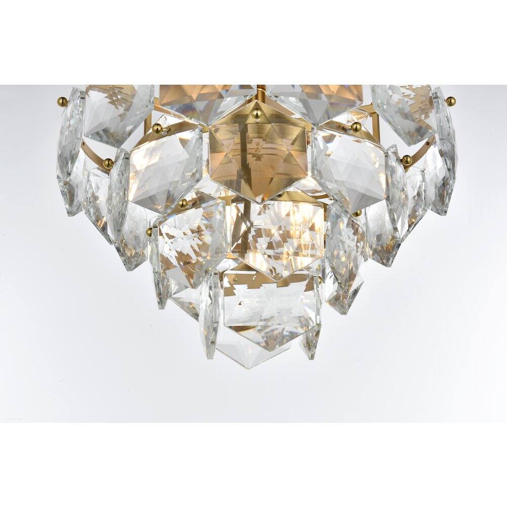 Alt View 3. Elegant Lighting - Adaline 16 Inch Flush Mount Ceiling Light In Satin Gold - Satin Gold And Clear.