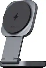 Front. Aukey - Aukey 2-in-1 MagSafe Qi2 Wireless Charging Stand - Gray.