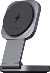 Aukey - 2-in-1 MagSafe Qi2 Wireless Charging Stand - Gray - Front_Zoom