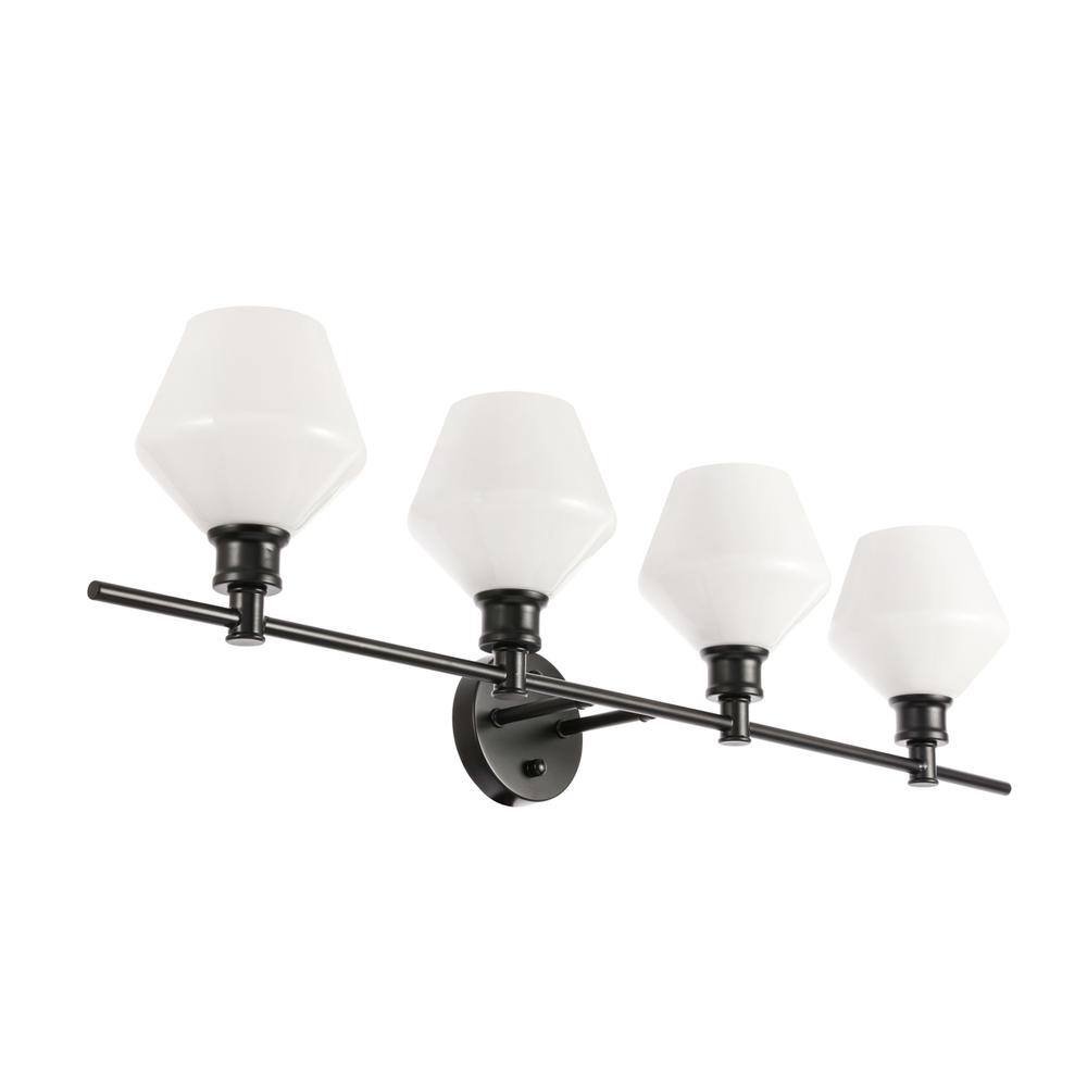 Alt View 3. Living District - Gene 4 light Black and Frosted white glass Wall sconce - Black And Frosted White Glass.