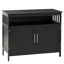 Homcom - Sideboard Buffet Cabinet, Modern Coffee Bar Cabinet with 2-Level Shelf and Open Compartment - Black