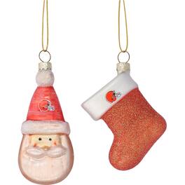 The Memory Company - Cleveland Browns Two-Pack Santa & Stocking Blown Glass Ornament Set - Multicolor