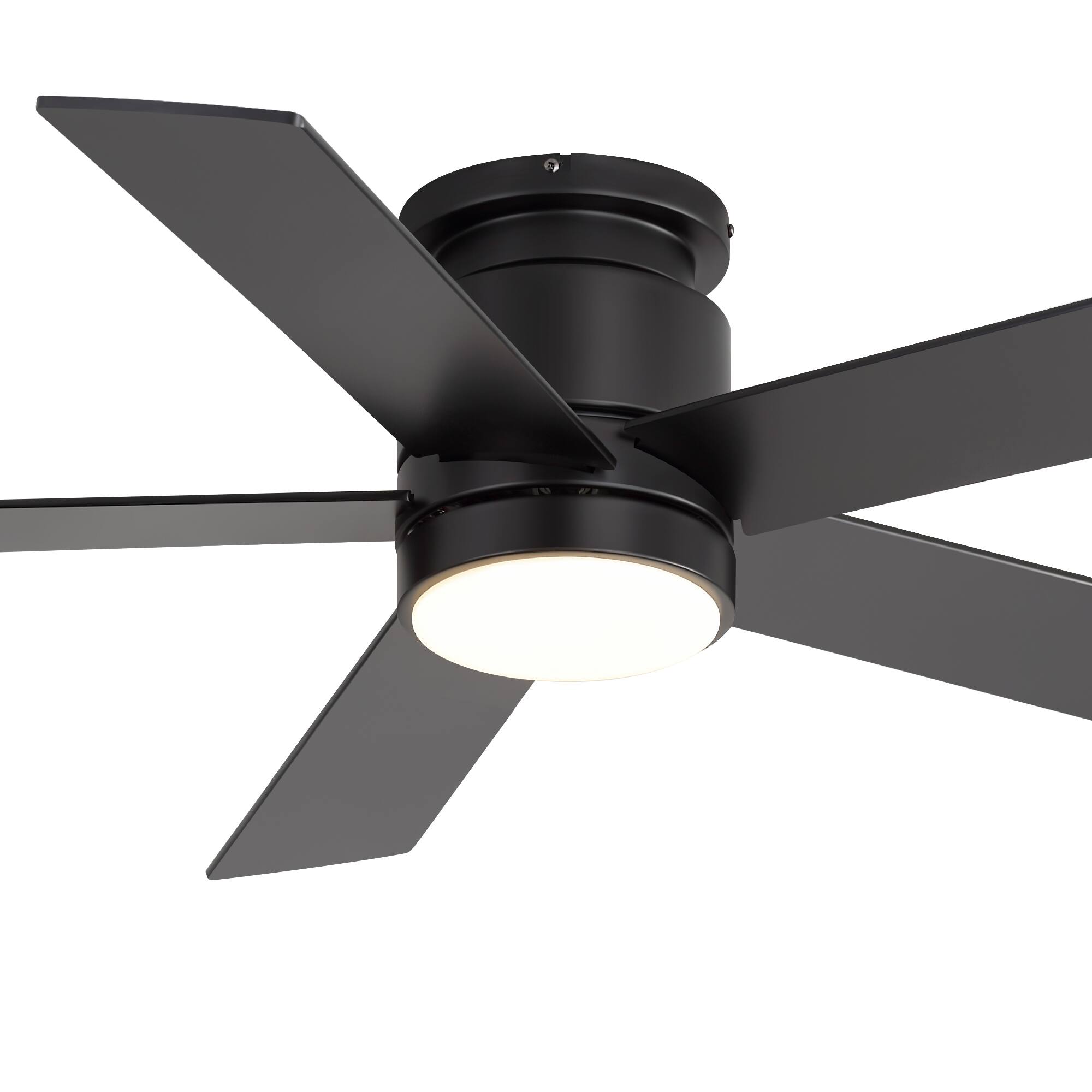 Alt View 8. Breezary - 42"/52" Flush Mount Low Profile Ceiling Fan with LED Light, 5 Blades, DC Motor, Remote Control and Timer, for Indoor Use - Black-42 in.