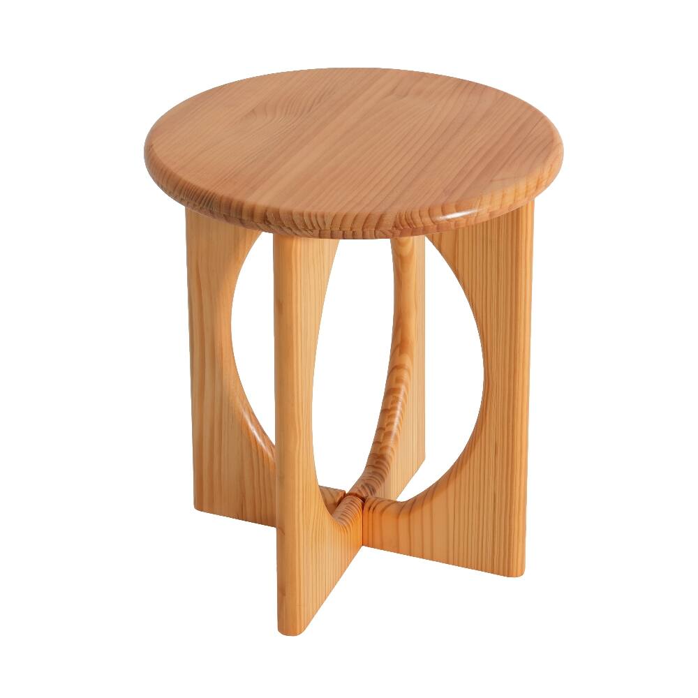 Alt View 2. Loheer - Loheer Natural Pine End Table Round Side Table Geometric Cross-Leg Modern Accent Table for Living Room - Natural.