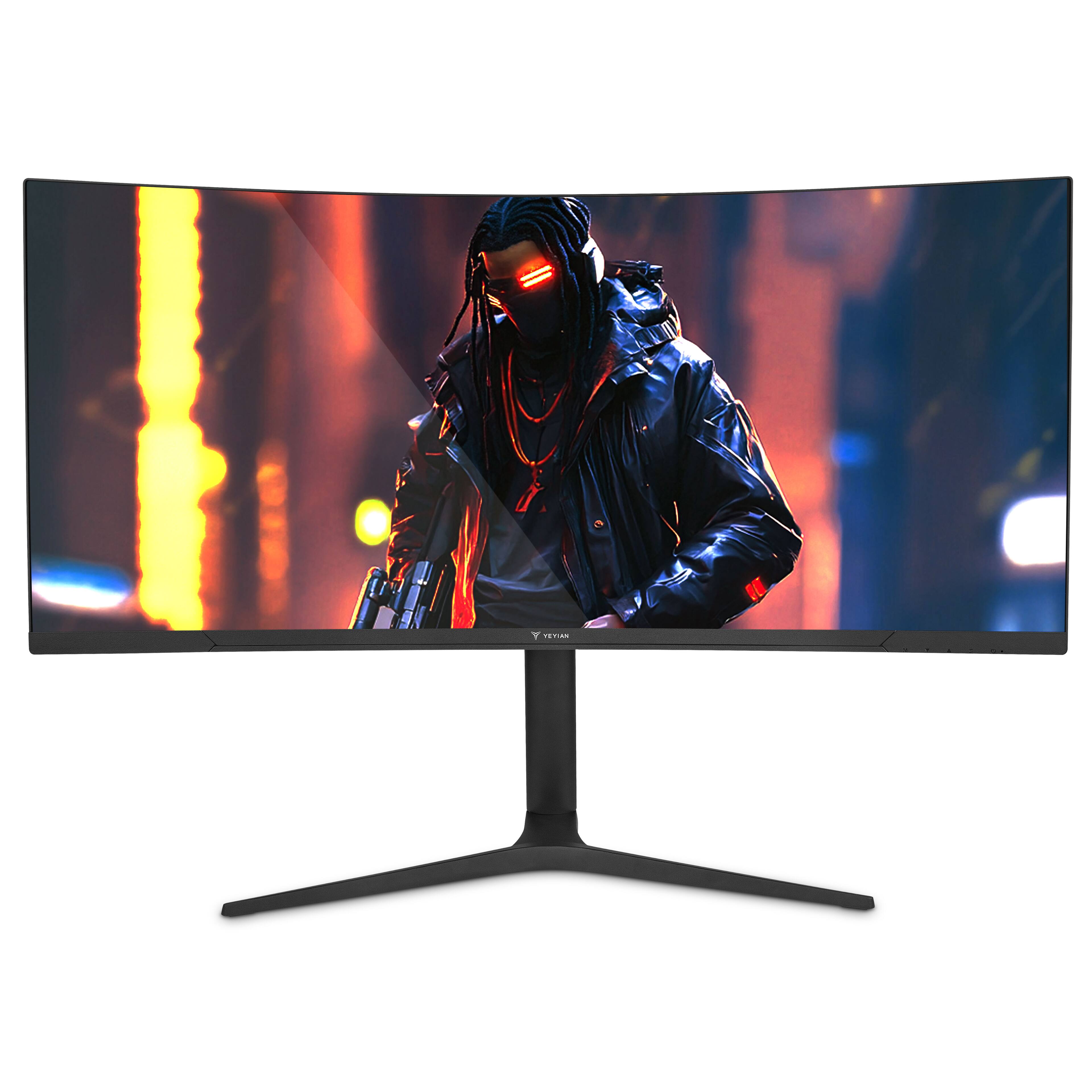 Angle. YEYIAN - Yeyian 34" Curved Gaming Monitor. WQHD, VA, 180Hz, 1ms, RGB Lighting, HDMI, DisplayPort, FreeSync, G-Sync, YMC-FV234-M1 - Black.