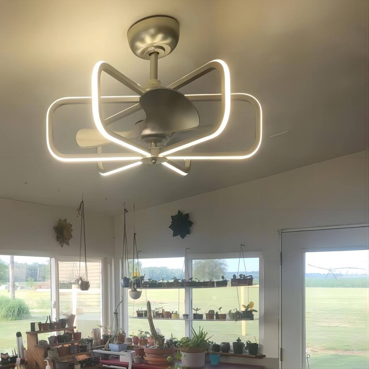 Alt View 1. Parrot Uncle - 30" Modern Nickel LED Ceiling Fan with Lights and Remote Control - Silver.