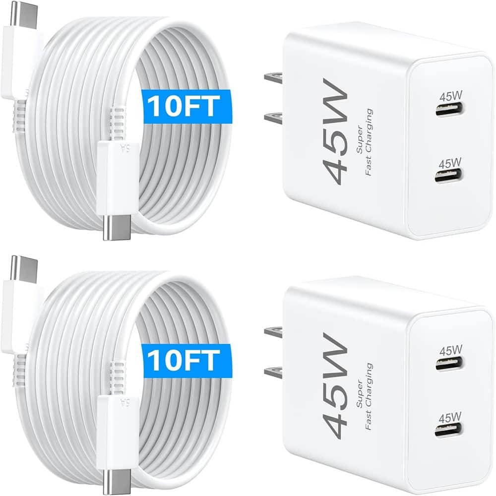 MOSZAR LLC - The 45W Dual USB C Fast Charging Block for the iPhone 16/16 Pro - White