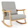 Front. Costway - Costway Upholstered Rocking Chair with Pillow Rocking Armchair with Rubber Wood Frame - Gray.