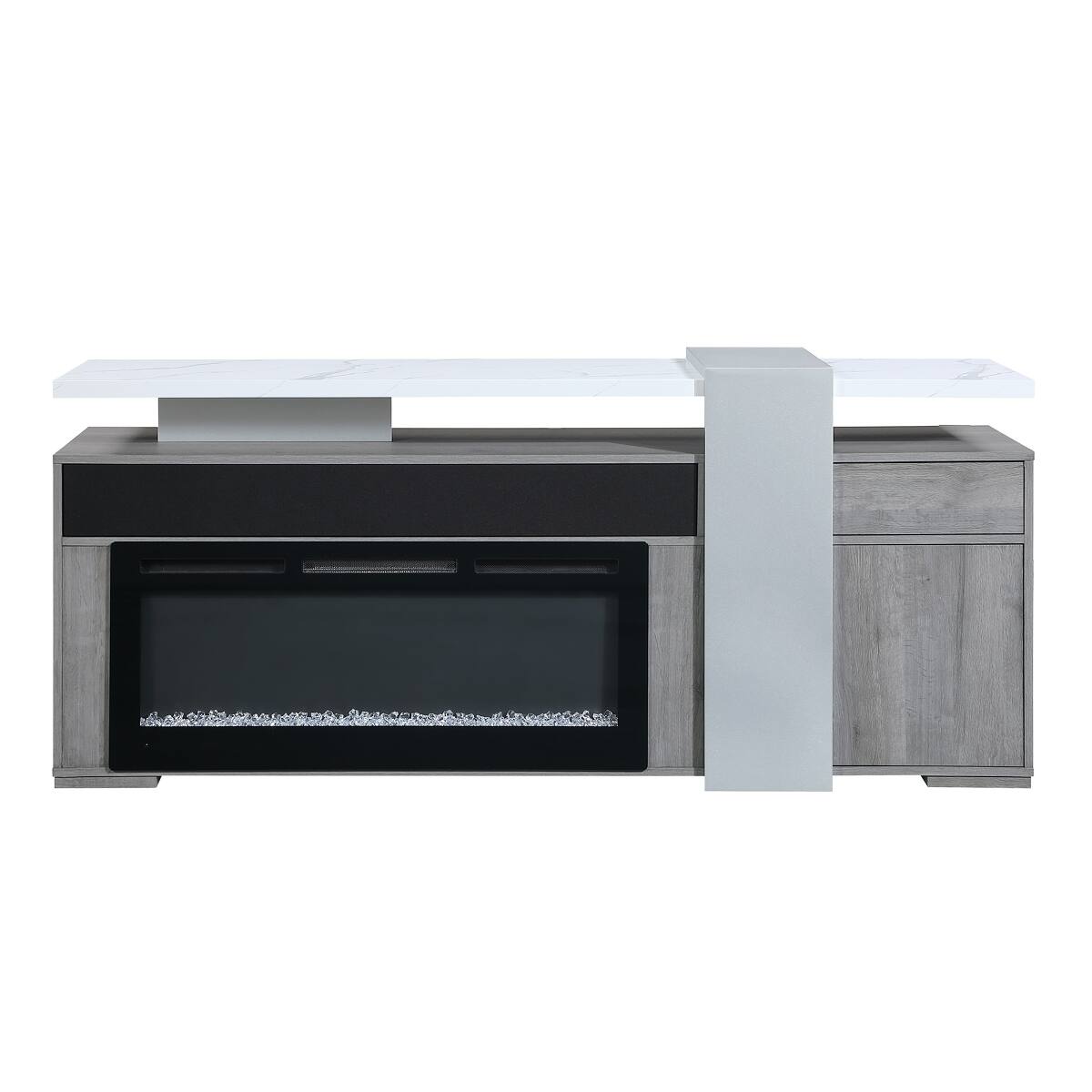 Angle. Loheer - Loheer 76 inch grey entertainment center electric fireplace with bluetooth speaker - Grey.