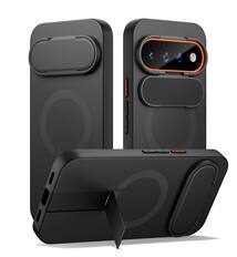 Front. SURITCH - Case for Google Pixel 11 Pro XL Phone Case, Compatible with MagSafe, with Camera Cover & Adjustable Metal Kickstand - Aurora Black.