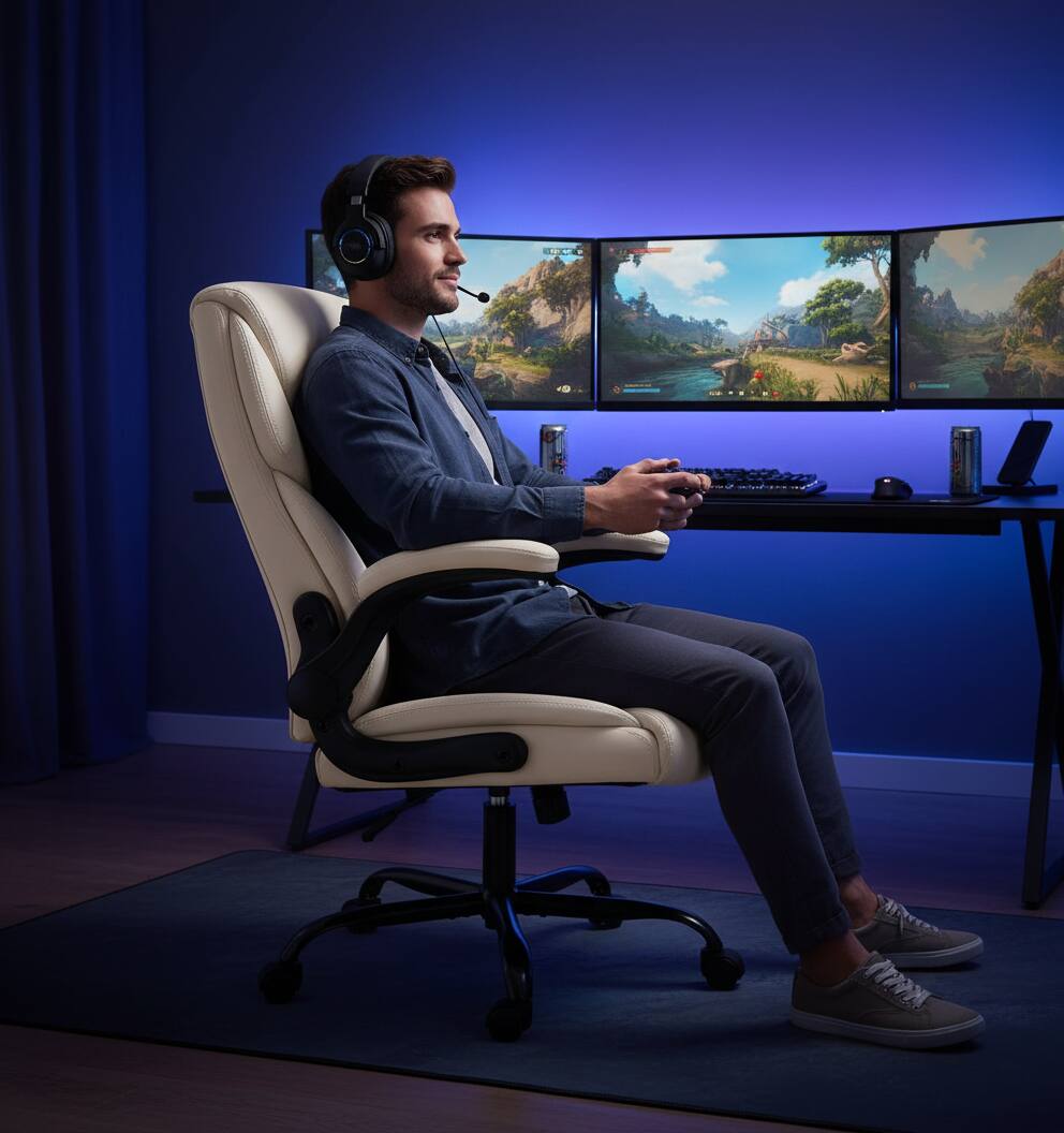 Alt View 5. AOITUN - Ergonomic Computer Gaming Chair High Back for Daily Use with Gel Memory Foam Comfort and Durability - White.