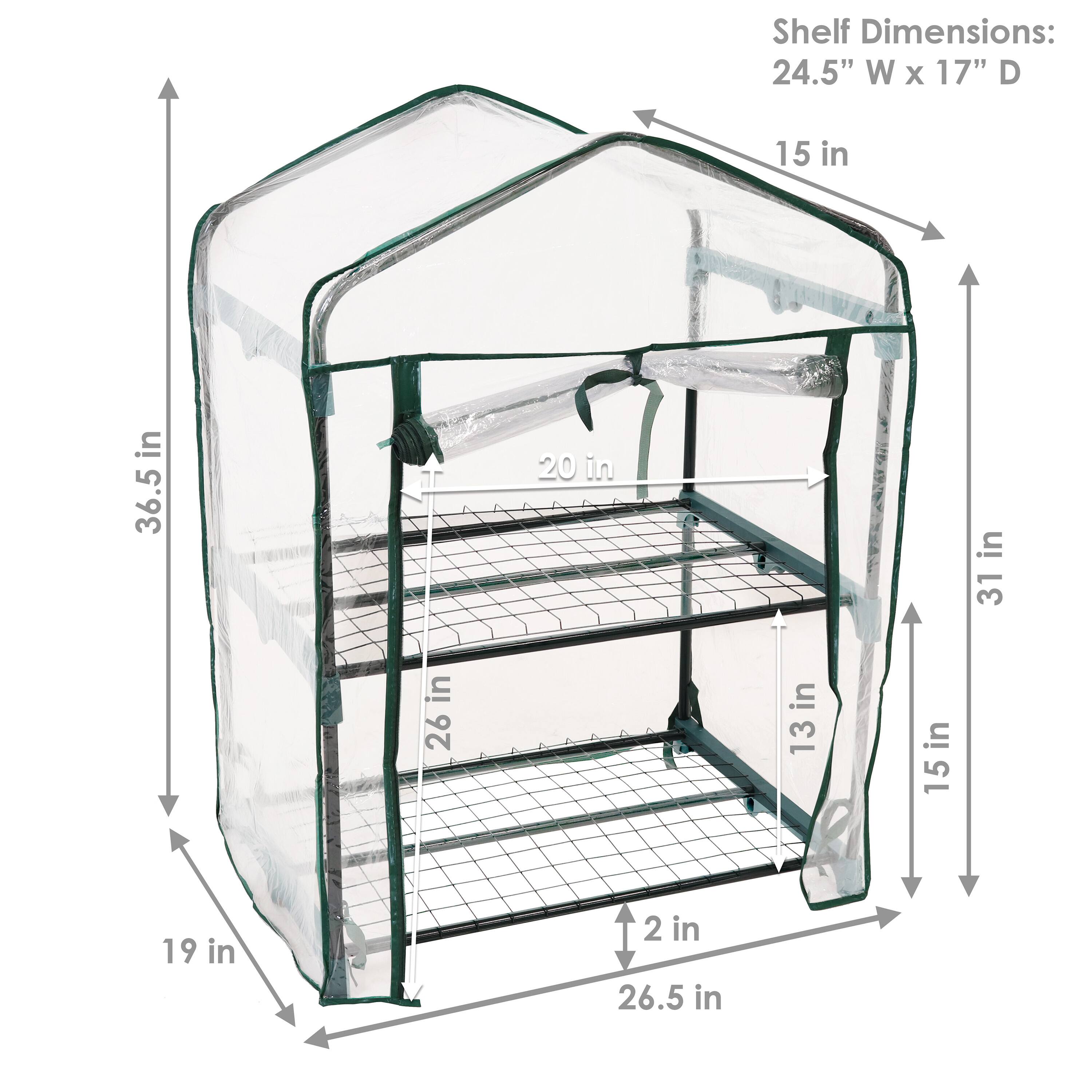 Shelf Dimensions:  
24.5" W x 17" D  

- 36.5" T
- 31" H
- 15" W
- 19" D
- 26" Shelf Depth
- 13" Shelf Depth
- 15" Shelf Depth
- 26.5" Shelf Depth
- 2" Shelf Spacing