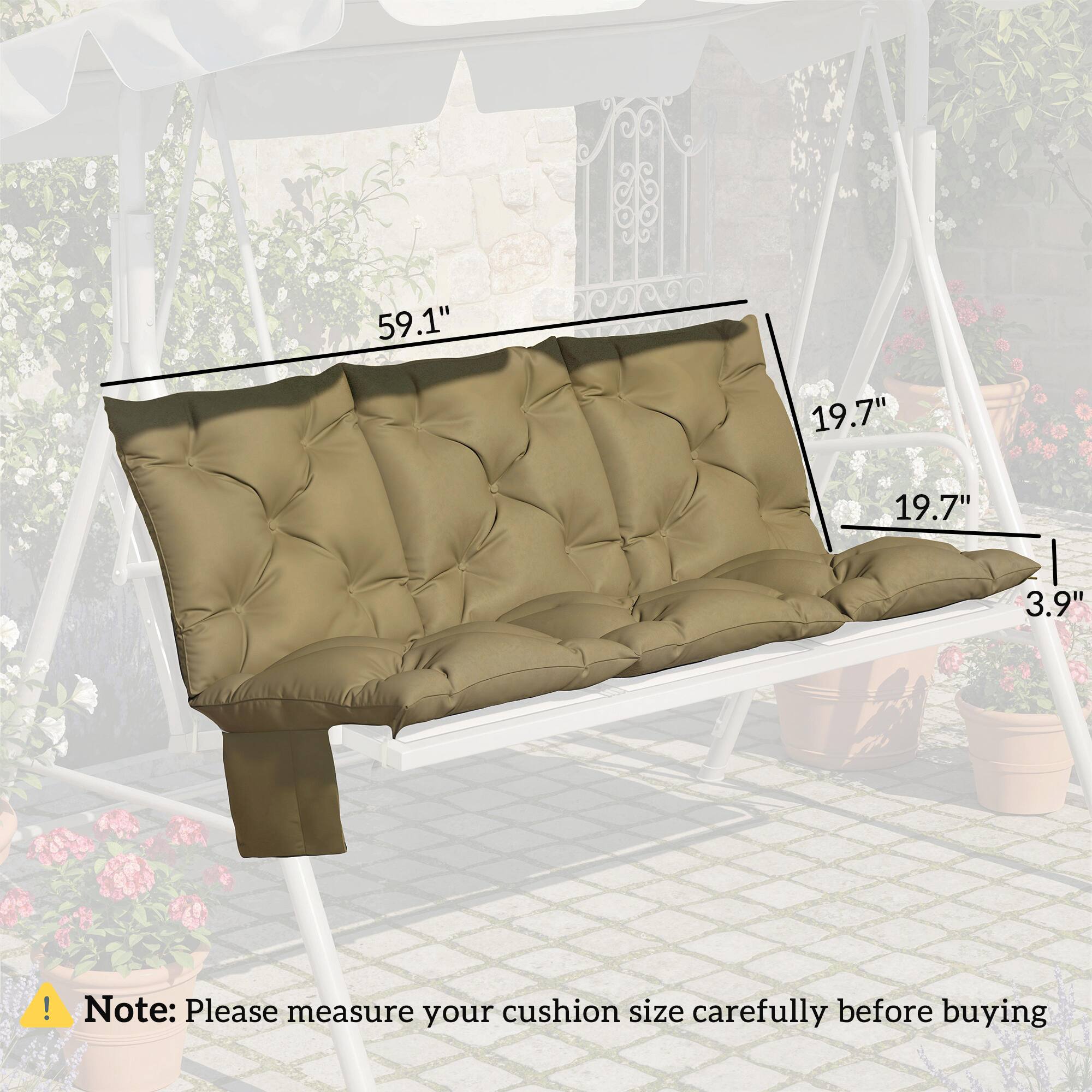 59.1" 19.7" 19.7" 3.9"  
Note: Please measure your cushion size carefully before buying