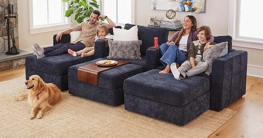 Alt View 17. Lovesac - 6 Seats (1 Storage) + 8 Sides Sapphire Navy Corded Velvet Sactional & Lovesoft - Sapphire Navy.