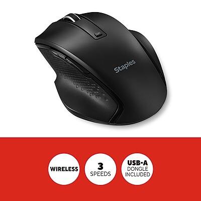 Staples Wireless Mouse  
3 Speeds  
USB-A Dongle Included