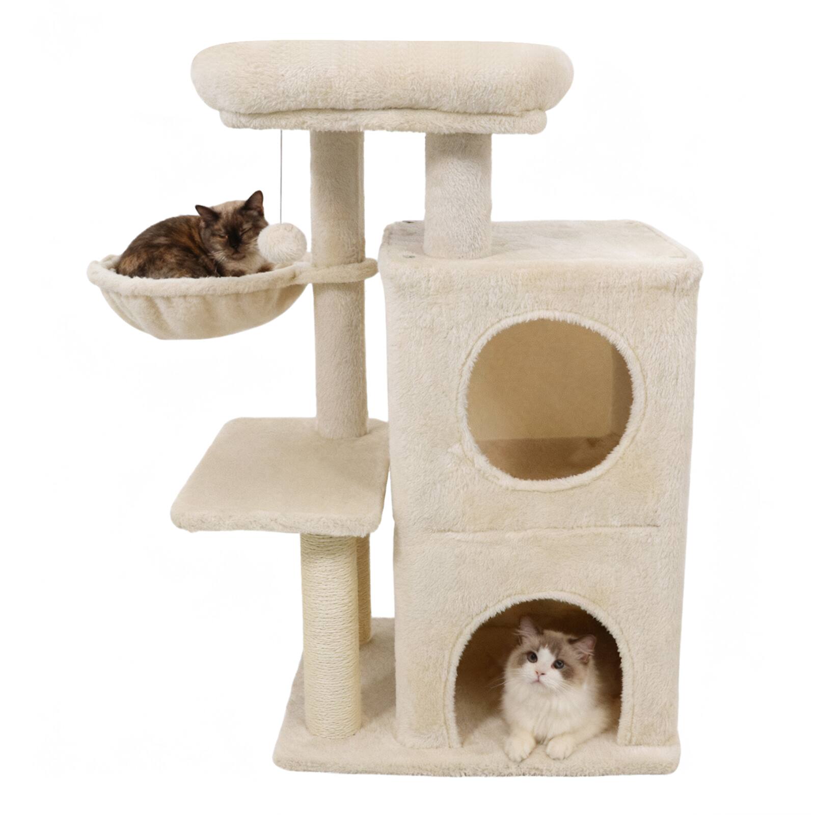 Alt View 9. Gymax - Gymax 33.5'' Cat Tree w/ 2-Tier Condo Padded Plush Top Perch Sisal Scratching Posts Beige.