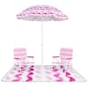 Front. Costway - Costway 4 PCS Beach Umbrella Set with 2 Foldable Chairs & Picnic Blanket, Tilt Mechanism - Pink.