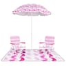 Costway - 4 PCS Beach Umbrella Set with 2 Foldable Chairs & Picnic Blanket, Tilt Mechanism - Pink