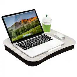 LapGear - Cup Holder Lap Desk (Fits up to 14" Laptop) - White Marble