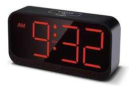 FINEAK - Battery Operated Digital Alarm Clock for Bedroom - Red