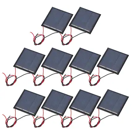 Front. Unique Bargains - 10pcs 1.5V 0.225W 150mA Mini Solar Panels, Polycrystalline Solar Cell with Cable for DIY Toy Charger - Black.