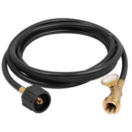Empava - 15 ft Propane Hose Extension with Gauge – Universal QCC1/Type 1 Fit for Grills, Heaters & Fire Pits – Leak Detector - Black