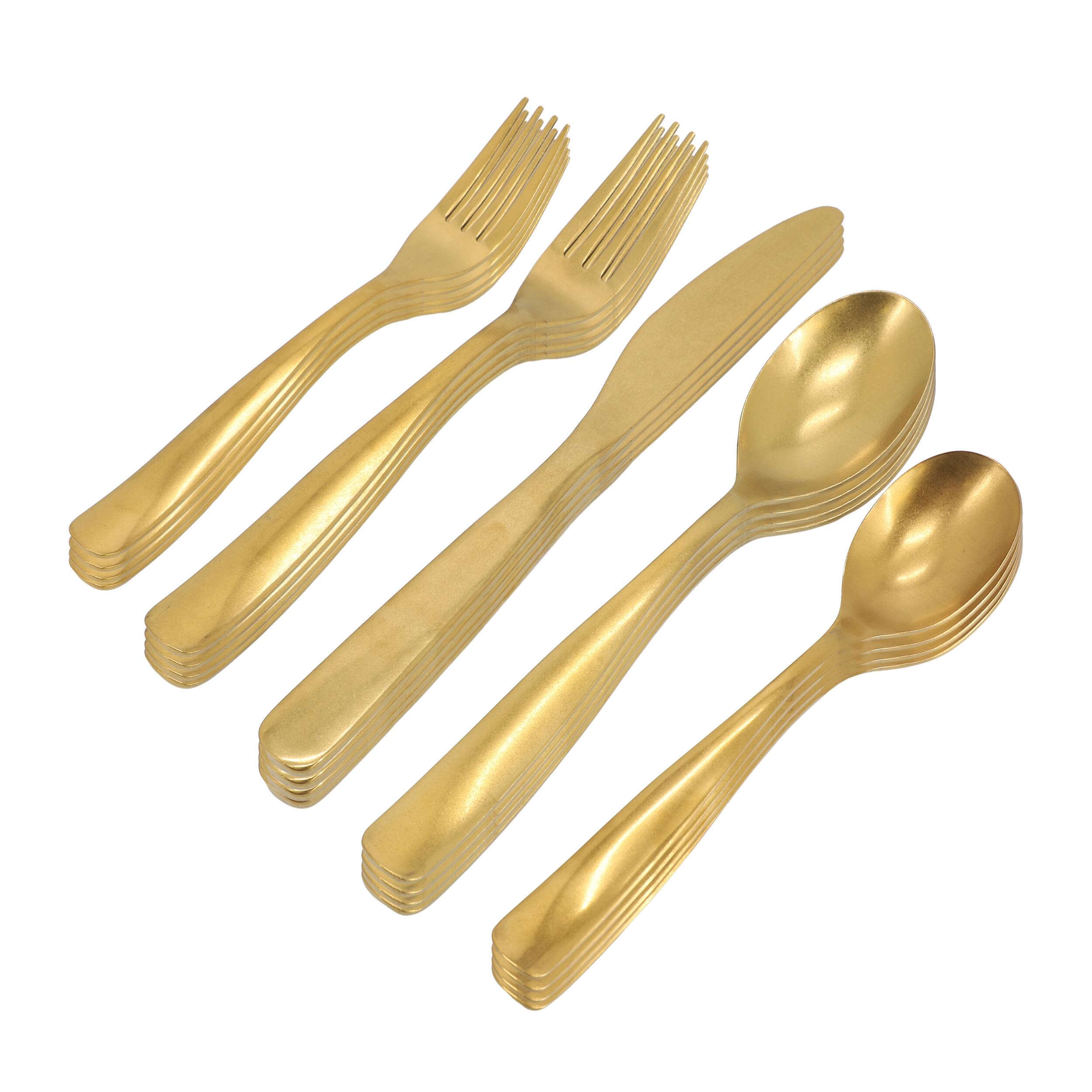 Gibson - Home Hulton 20 Piece Stainless Steel Flatware Set - Matte Gold