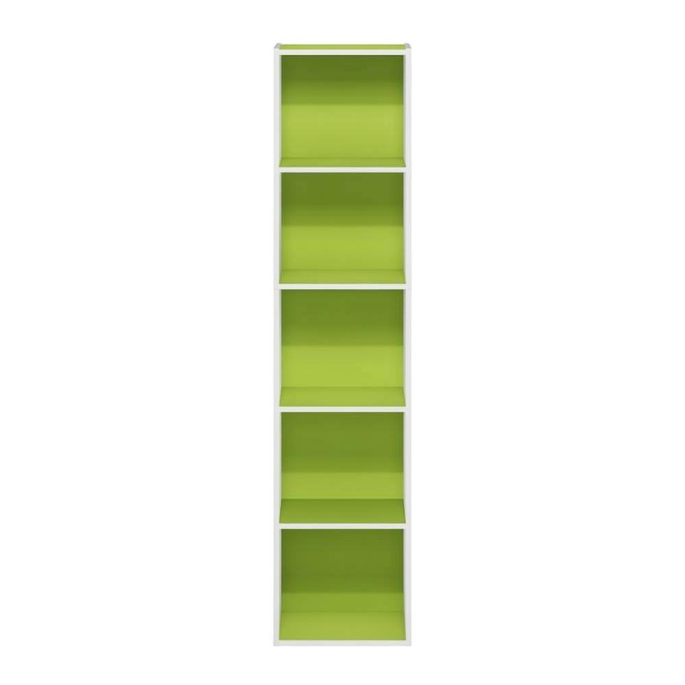 Back. FurniFact - 5-Tier Open Shelf Bookcase with Engineered Wood Construction - Green/White.