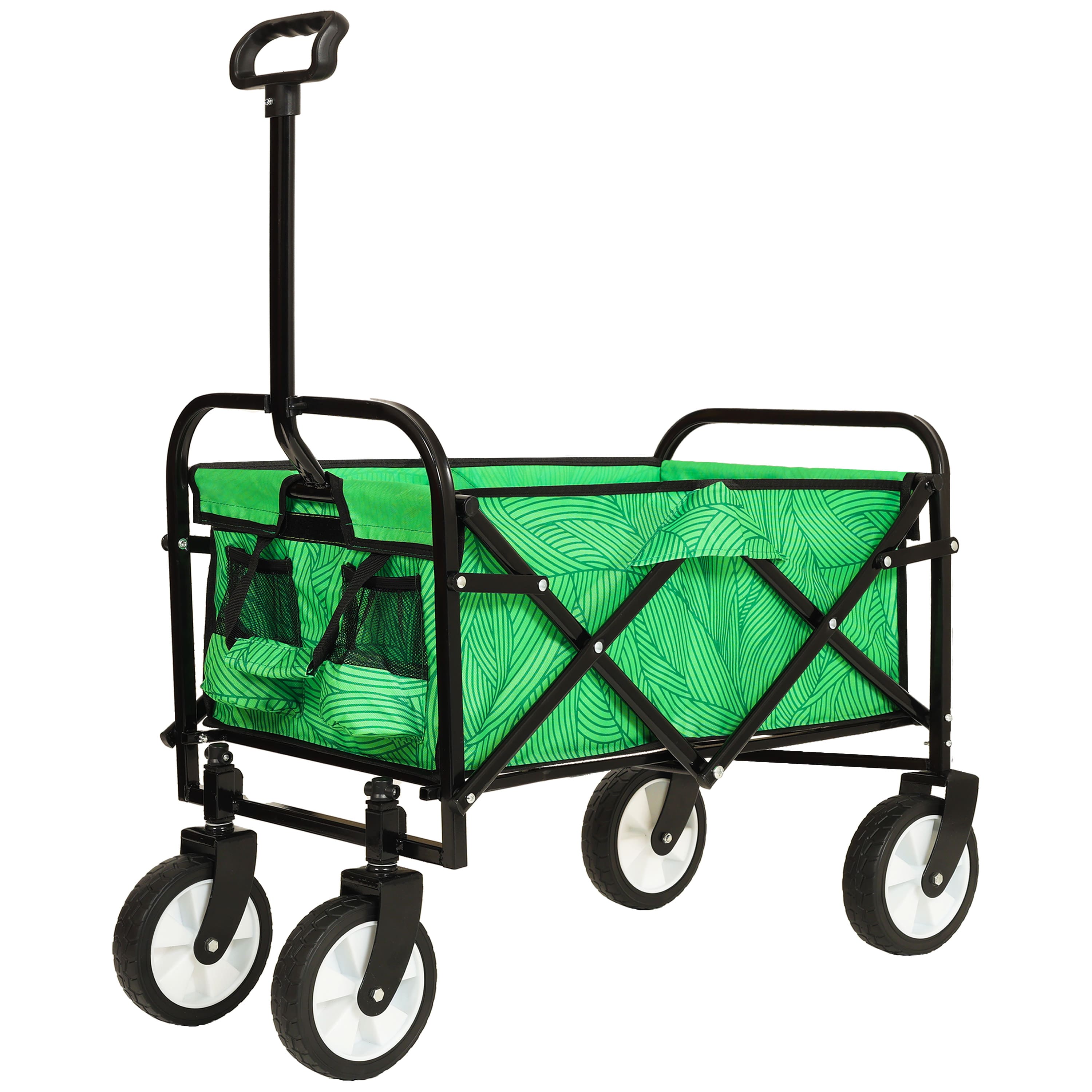 APRILSOUL - Minimeetall Colorful Collapsible Foldable Wagon Cart with strapping system Supports 225lbs line - Green