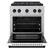 Angle. ZLINE - 30 in. Wide 4 Burner Autograph 4.2 cu. ft. Freestanding Paramount Gas DuoPro Range with White Door and Black Accents - White Matte.