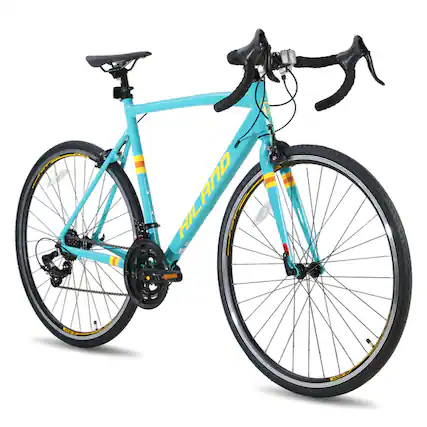 Front. HILAND - HILAND 700C Road Bike 14-Speed Aluminum Alloy Frame Road Bicycle for Men Women, Racing Bike for Adult Large Frame Green - Green.