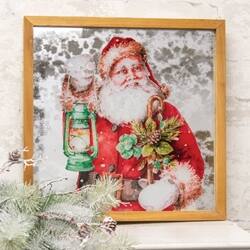 Left. BreeBe - Santa with Lantern Mirror Framed Print - Multicolor.