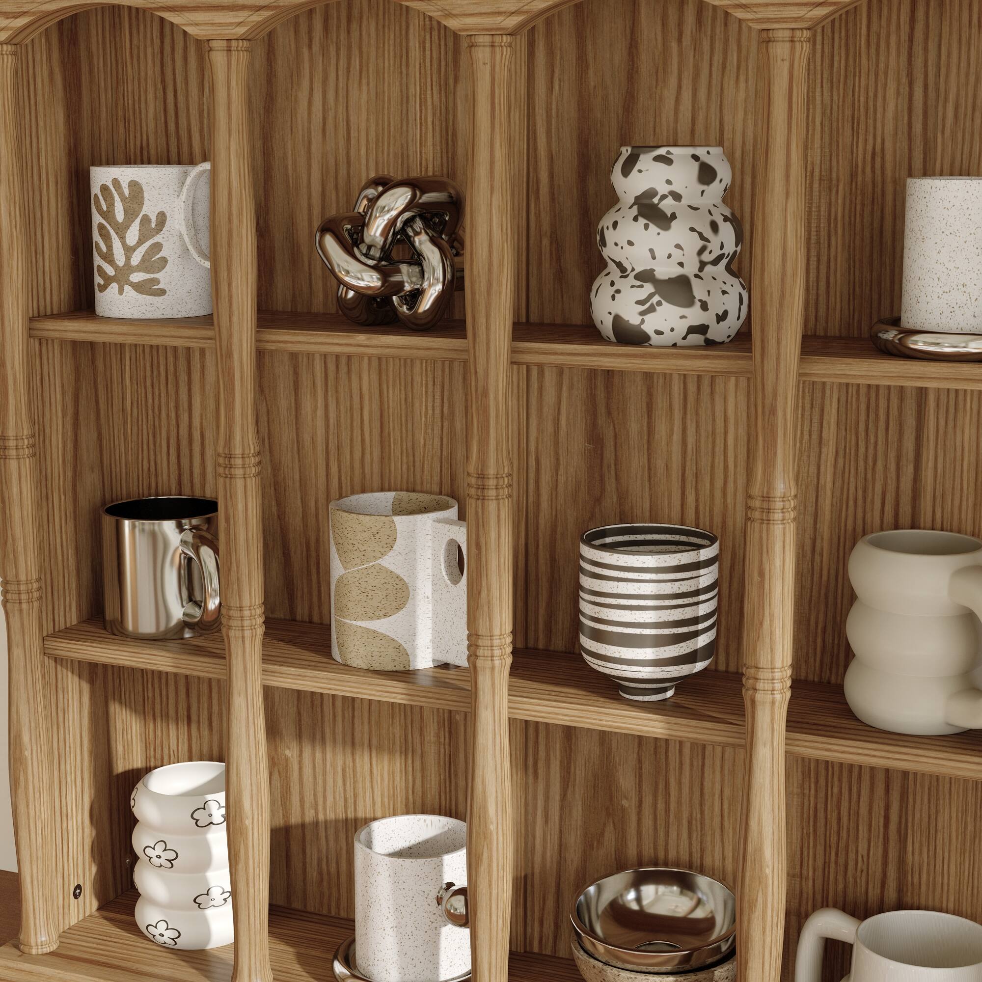 Alt View 2. Famapy - Famapy Wall - Mounted Mug Display Shelf: Grid - Style Collection Showcase + Decor Accent - Wooden.