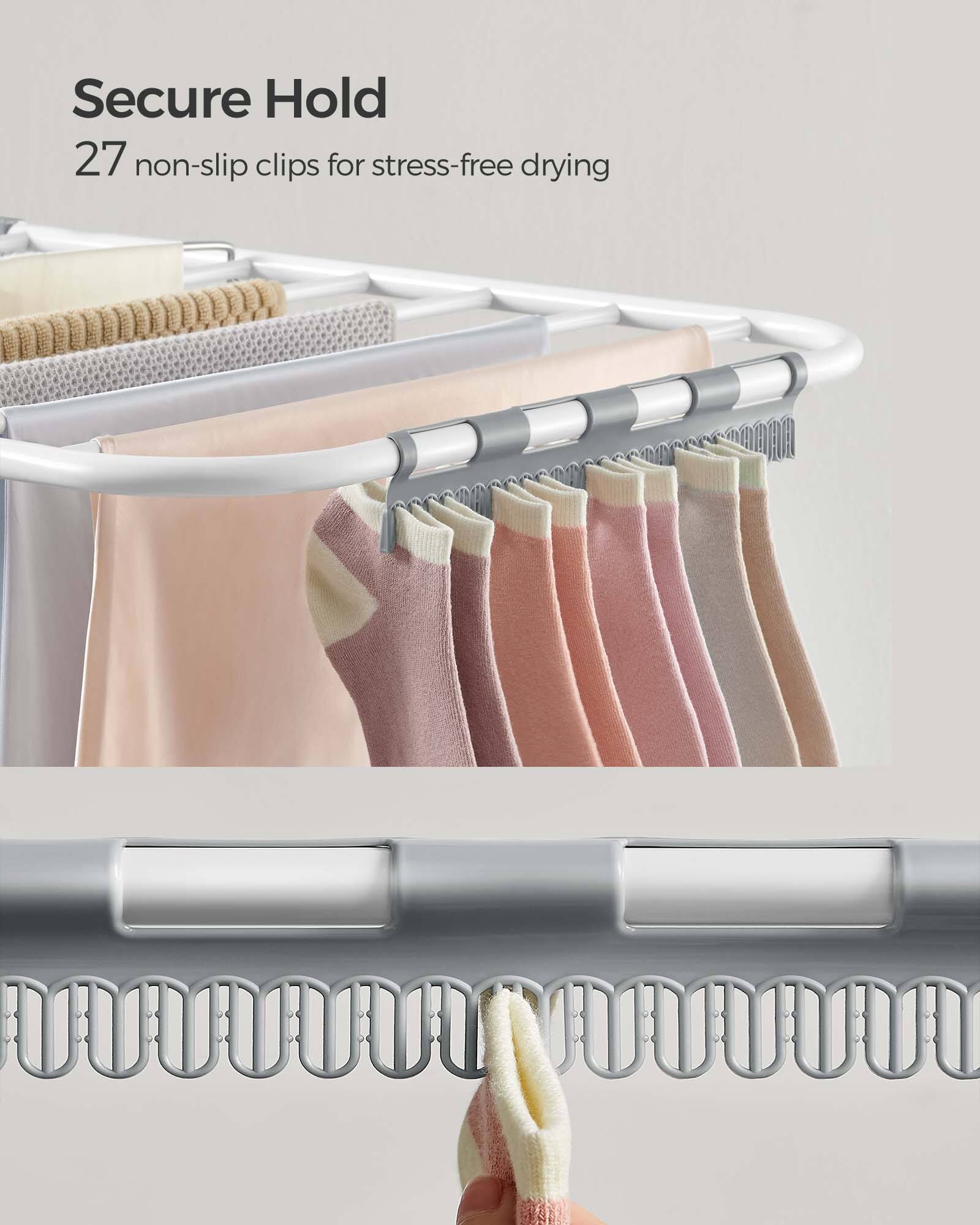 Secure Hold  
27 non-slip clips for stress-free drying