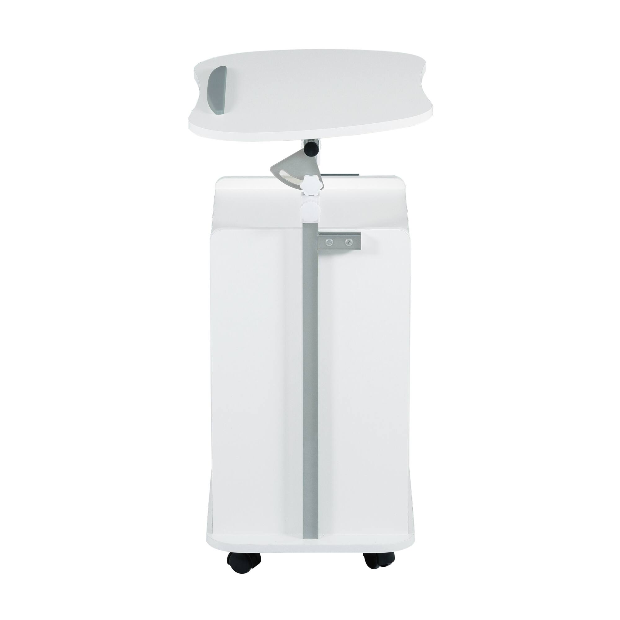 Alt View 8. GOODSILO - Adjustable Sit-to-Stand Rolling Laptop Cart with Concealed Storage and Mobile Workstation Design - White.