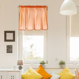 Unique Bargains - Curtain Valance, 27.5x51 in, Half Sheer Rod Pocket Valance for Kitchen Cafe Living Room Bedroom Bathroom, 1 Panel - Orange