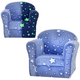 Qaba - Kids Sofa Chair, Toddler Sofa with Glow in The Dark Fairy Design & Wooden Frame, Upholstered Baby Armrest Chair - Blue